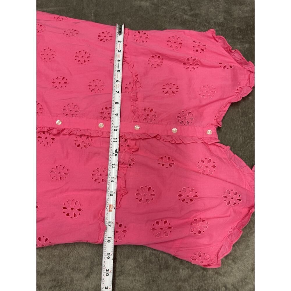 NWT Old Navy Pink Eyelet Button-Front Midi Dress XL Ruffle Strap Cotton - Picture 10 of 13